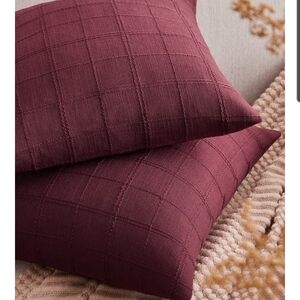 Set Of 2 Elegant Linen Checkered Pillow Covers Size 24 X 24